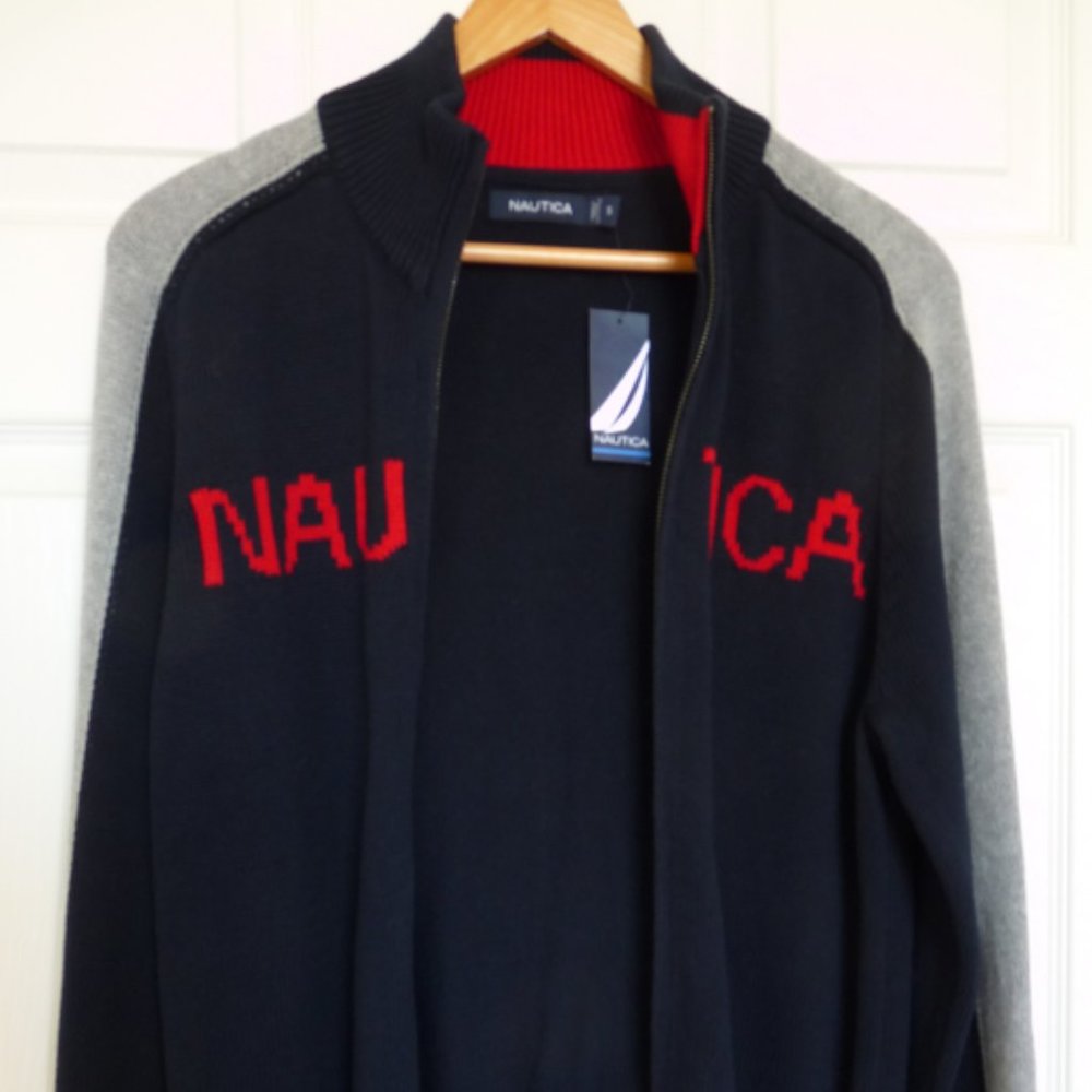 NAUTICA Men’s Knit Sweater Multicolor Long Sleeves Zip Size S